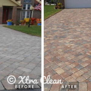 Paver cleaning Ventura County - Xtra Clean professional paver restoration before and after